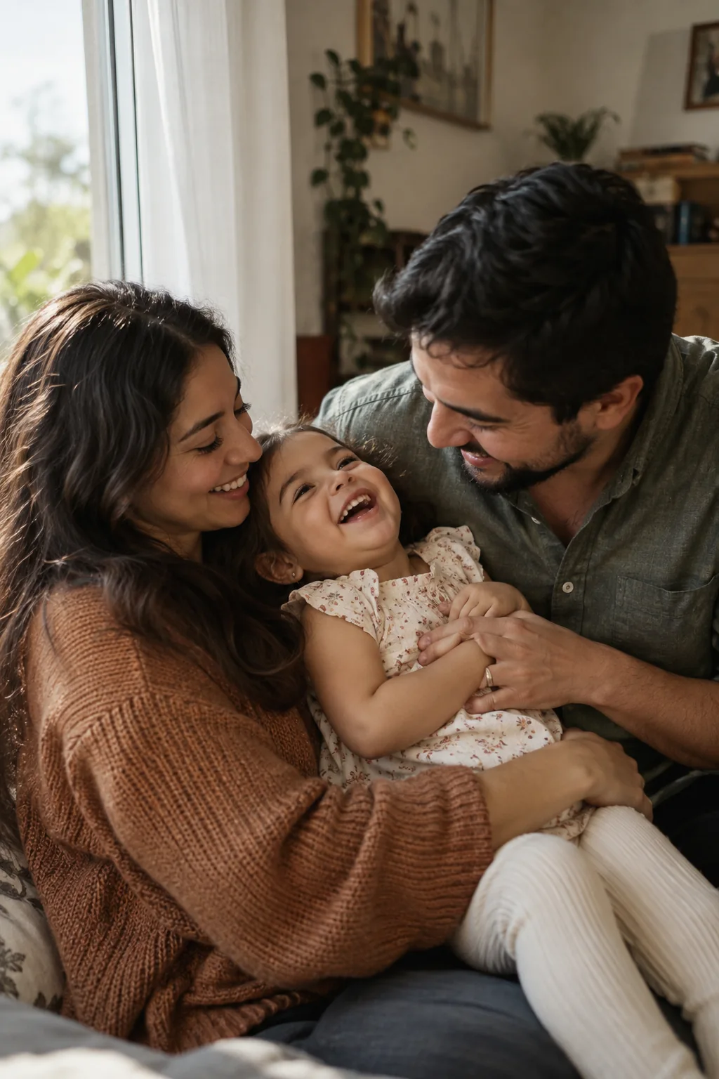 Familia compartiendo un momento cercano en casa